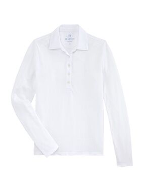 Renwick White Long Sleeve Pima Pique Polo